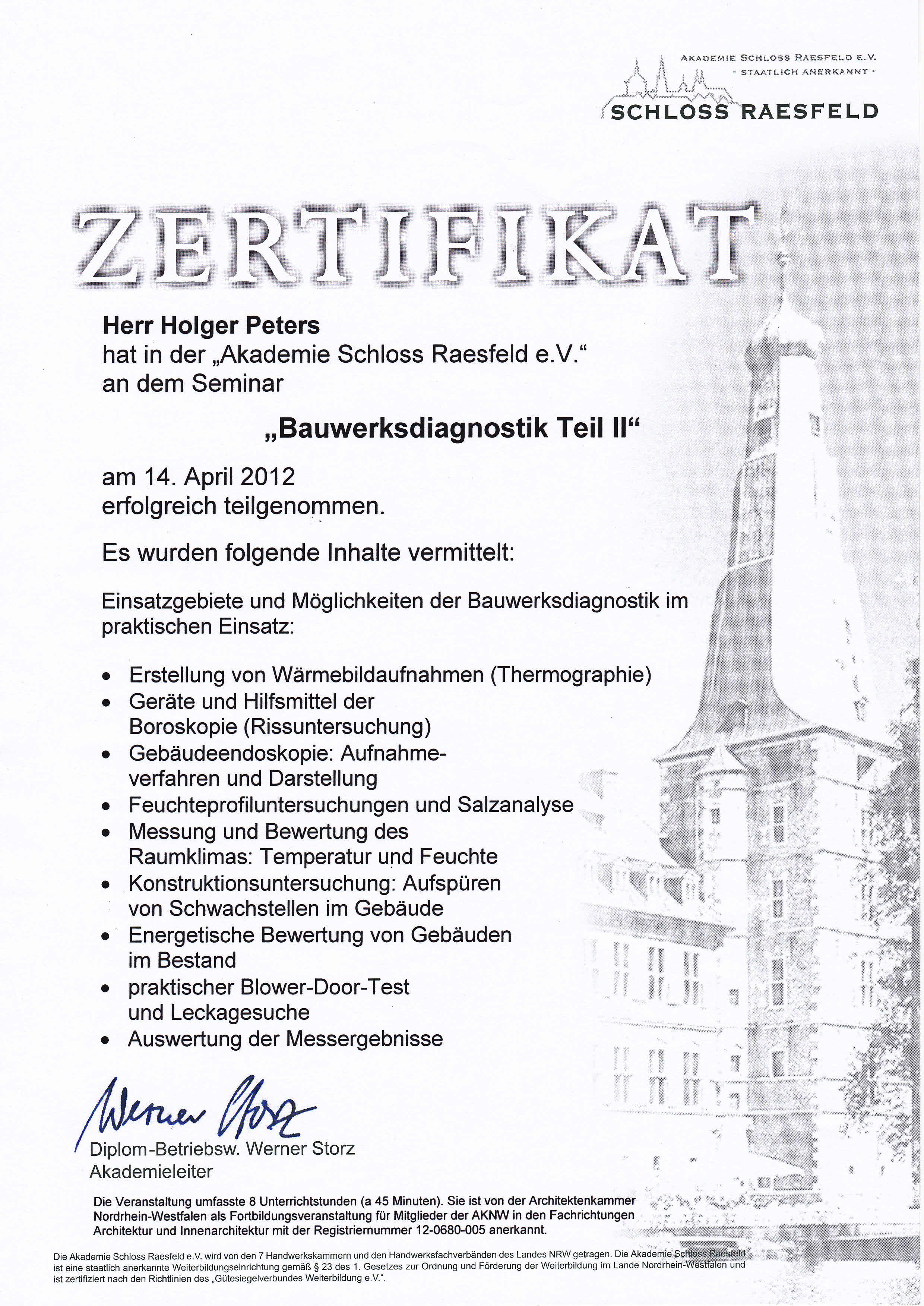 Zertifikat Diagnostik 2